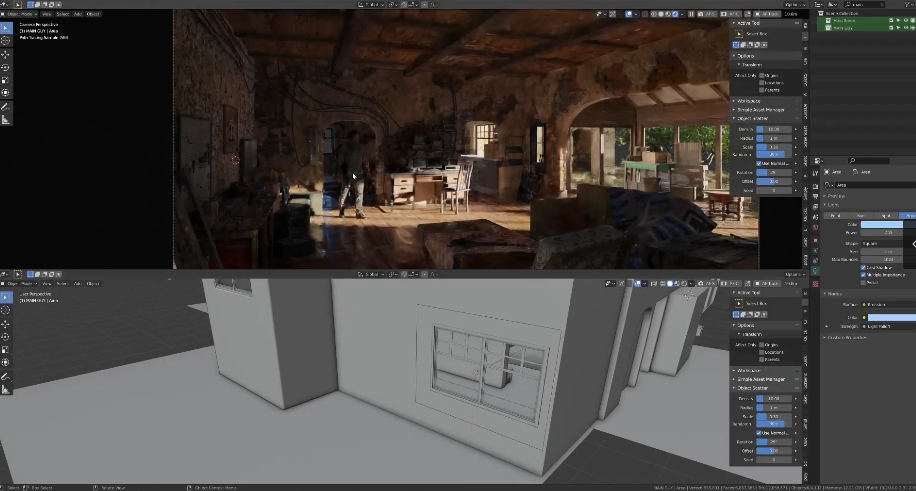 Blender游戏场景室内环境材质渲染教程【画质高清只有视频】-北少网创