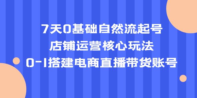 (350期）7天0基础自然流起号，店铺运营核心玩法，0-1搭建电商直播带货账号-北少网创