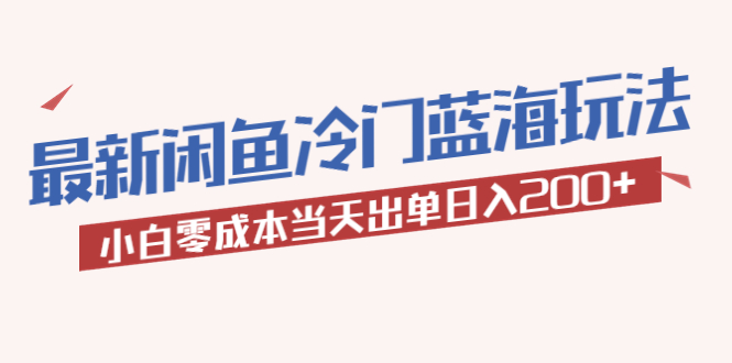 (903期）2023最新闲鱼冷门蓝海玩法，小白零成本当天出单日入200+-北少网创