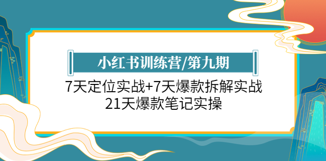 (1016期）小红书训练营/第九期：7天定位实战+7天爆款拆解实战，21天爆款笔记实操-课神