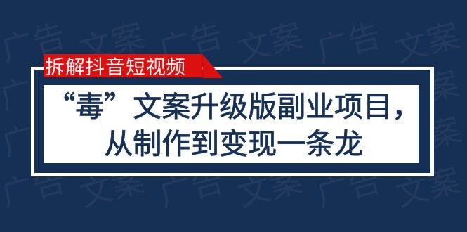 (1123期）拆解抖音短视频：“毒”文案升级版副业项目，从制作到变现（教程+素材）-课神