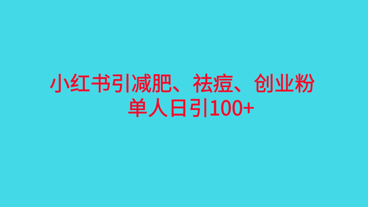 (1799期）小红书精准引流，减肥、祛痘、创业粉单人日引100+（附软件）-课神