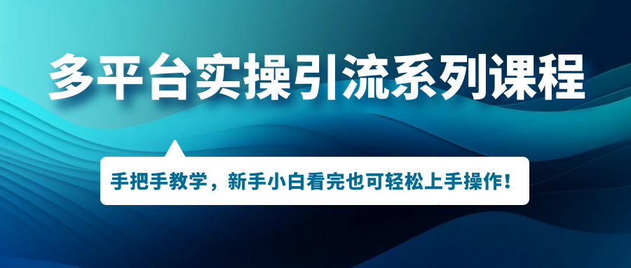 (2170期）多平台实操引流系列课程，手把手教学，新手小白看完也可轻松上手引流操作！-北少网创