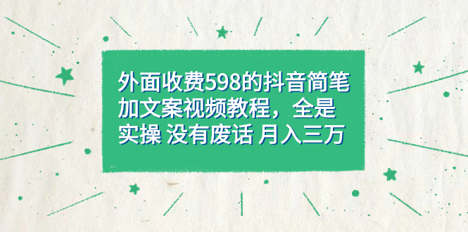 (2327期）外面收费598抖音简笔加文案教程，全是实操 没有废话 月入三万（教程+资料）-课神