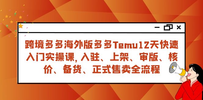 (2686期）跨境多多海外版多多Temu12天快速入门实战课，从入驻 上架到正式售卖全流程-北少网创