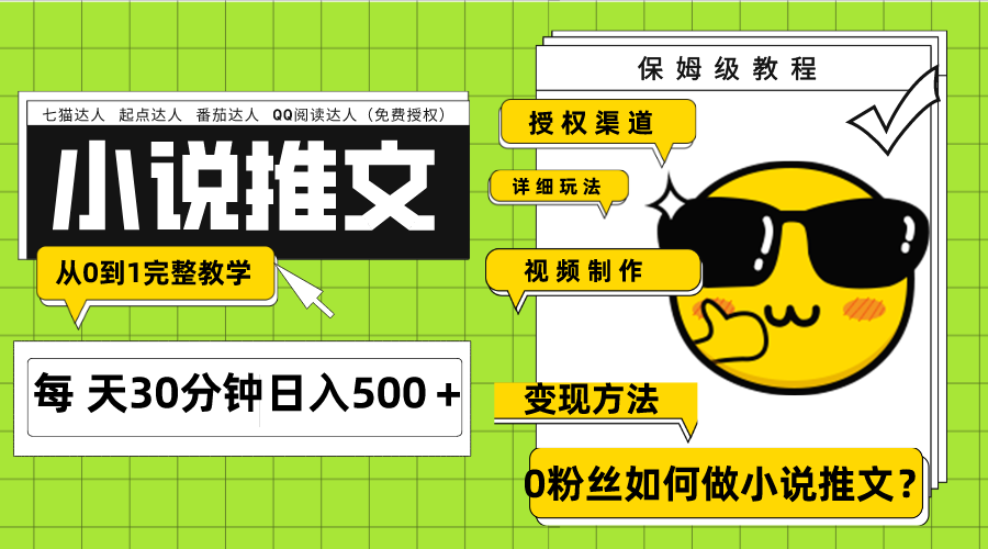 (2912期）Ai小说推文每天20分钟日入500＋授权渠道 引流变现 从0到1完整教学（7节课）-北少网创