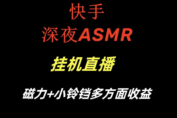 (3758期）快手深夜ASMR挂机直播磁力+小铃铛多方面收益-北少网创