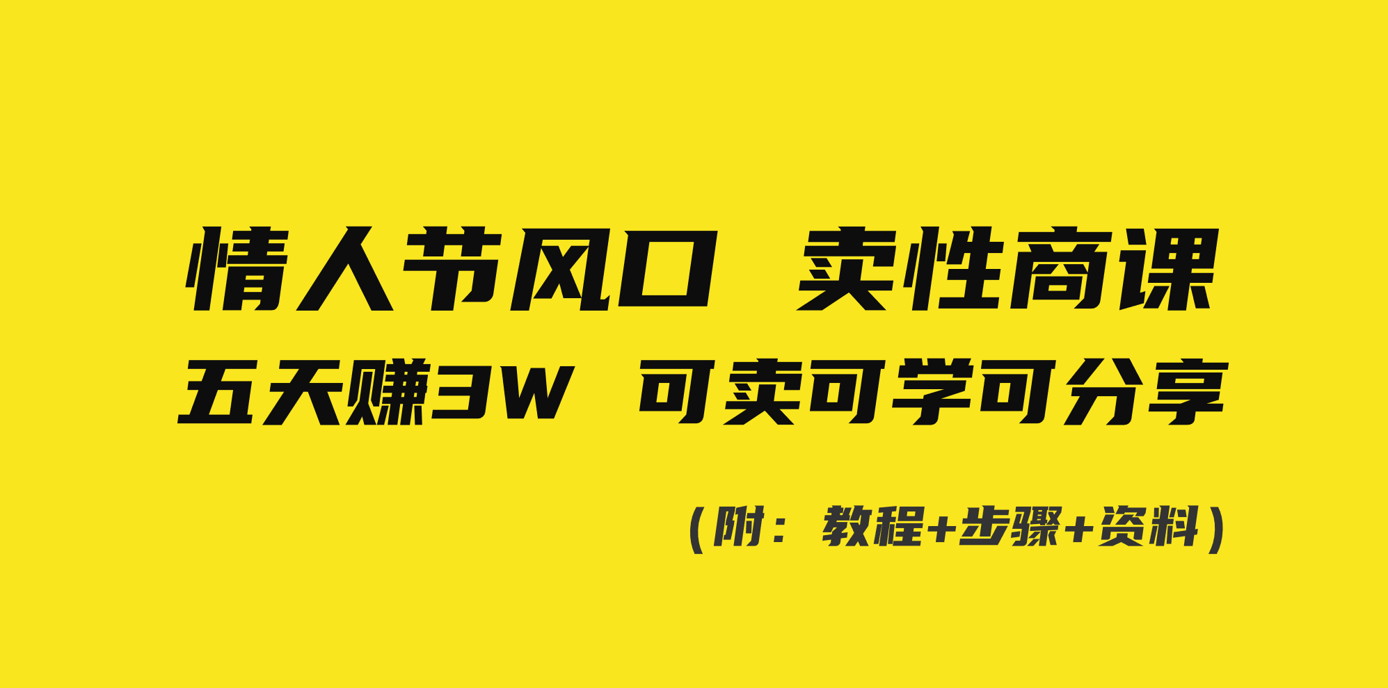 (3958期）情人节风口！卖性商课，小白五天赚3W，可卖可学可分享！-北少网创