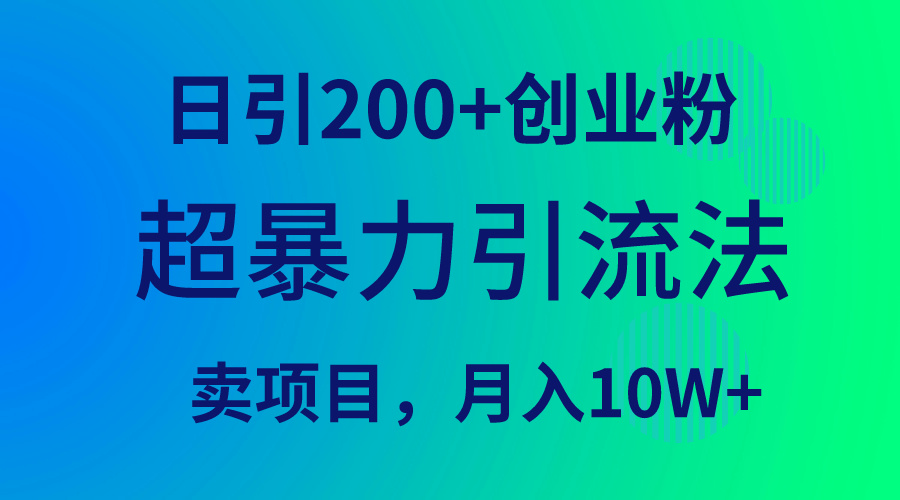 (4654期）超暴力引流法，日引200+创业粉，卖项目月入10W+-北少网创