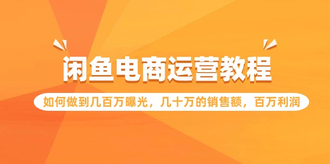 (4560期）闲鱼电商运营教程：如何做到几百万曝光，几十万的销售额，百万利润-北少网创