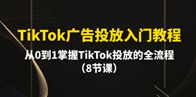 (10085期）TikTok广告投放入门教程，从0到1掌握TikTok投放的全流程（8节课）-北少网创