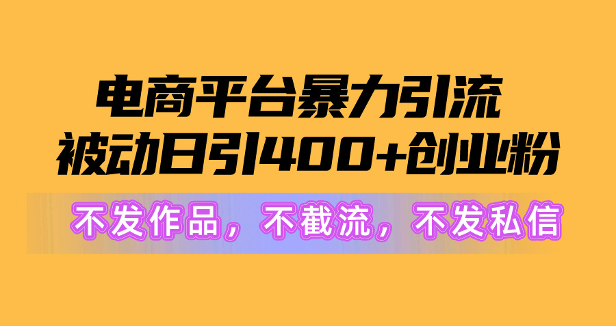 (10168期）电商平台暴力引流,被动日引400+创业粉不发作品，不截流，不发私信-北少网创