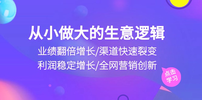 (10438期）从小做大生意逻辑：业绩翻倍增长/渠道快速裂变/利润稳定增长/全网营销创新-北少网创