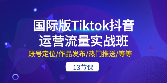 (10712期）国际版Tiktok抖音运营流量实战班：账号定位/作品发布/热门推送/等等-13节-北少网创