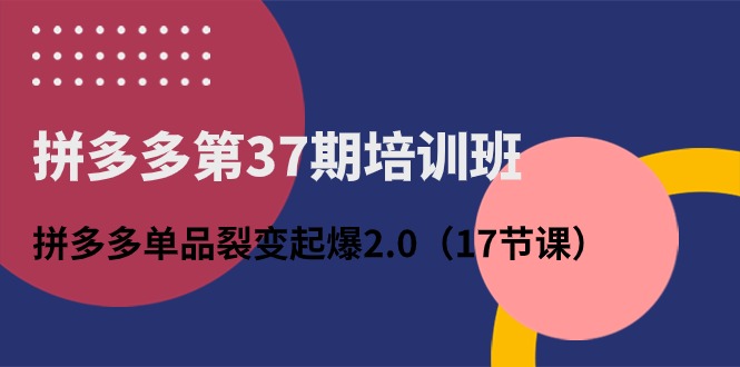 (10835期）拼多多第37期培训班：拼多多单品裂变起爆2.0（17节课）-北少网创