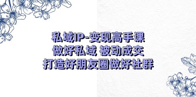 (11209期）私域IP-变现高手课：做好私域 被动成交，打造好朋友圈做好社群（18节）-北少网创