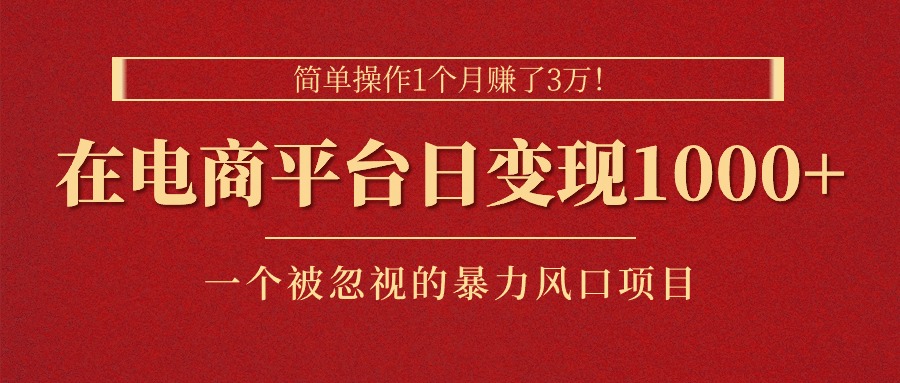 (11160期）简单操作1个月赚了3万！在电商平台日变现1000+！一个被忽视的暴力风口...-北少网创